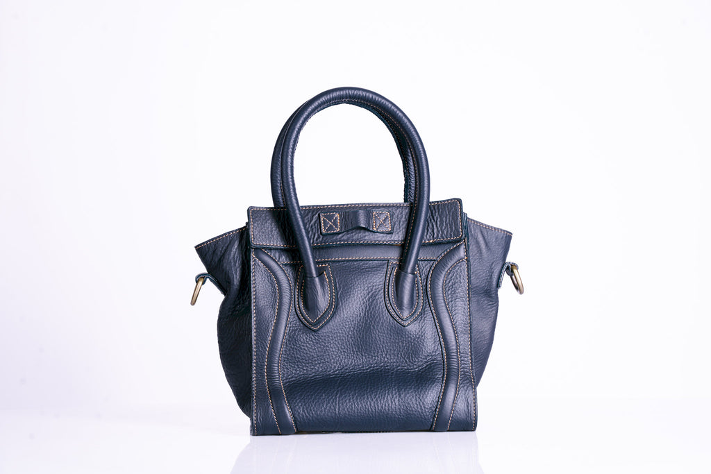 Structured Pebbled Leather Tote with hooped handles and shoulder strap