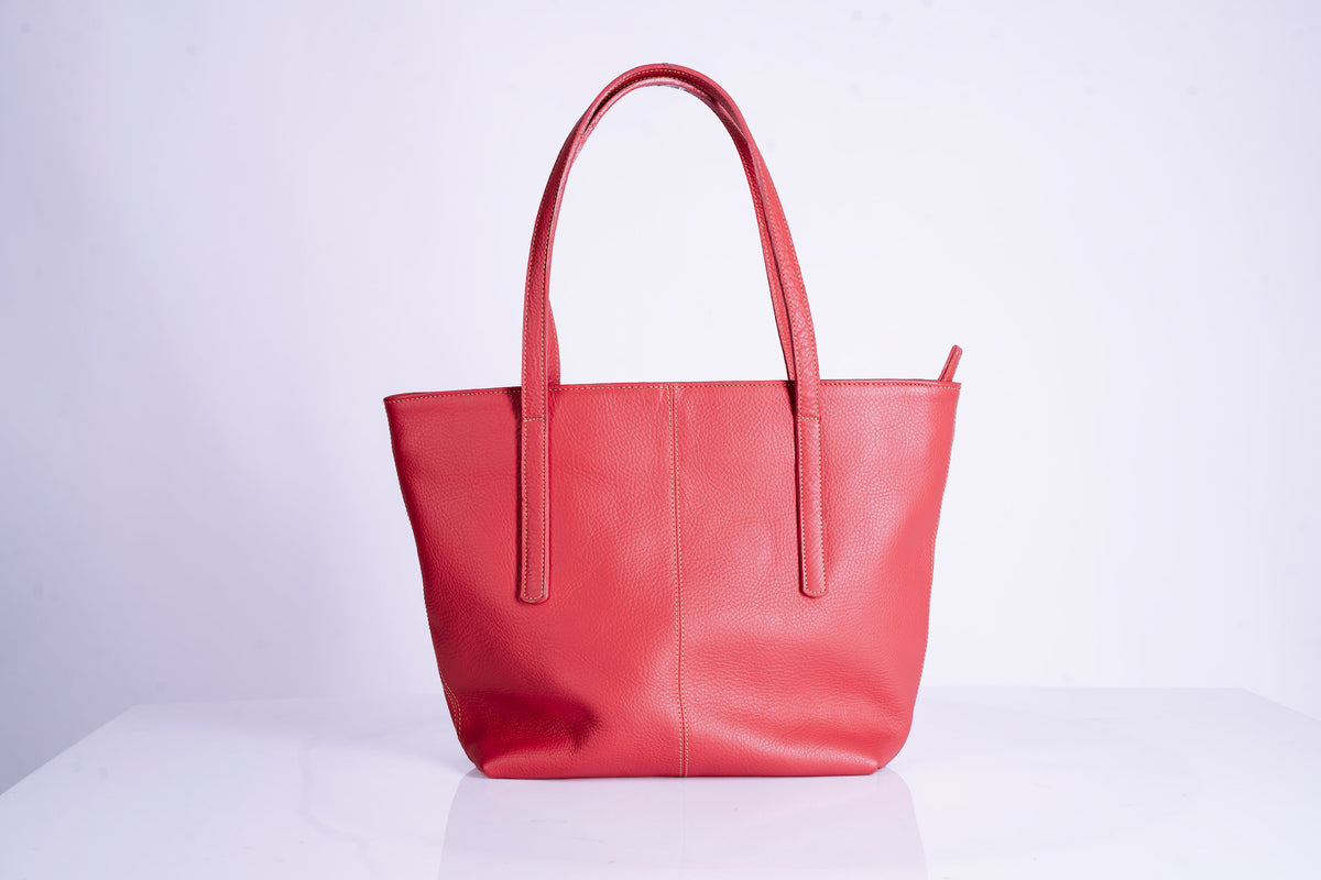 Salmon Leather Large Shopper Bag