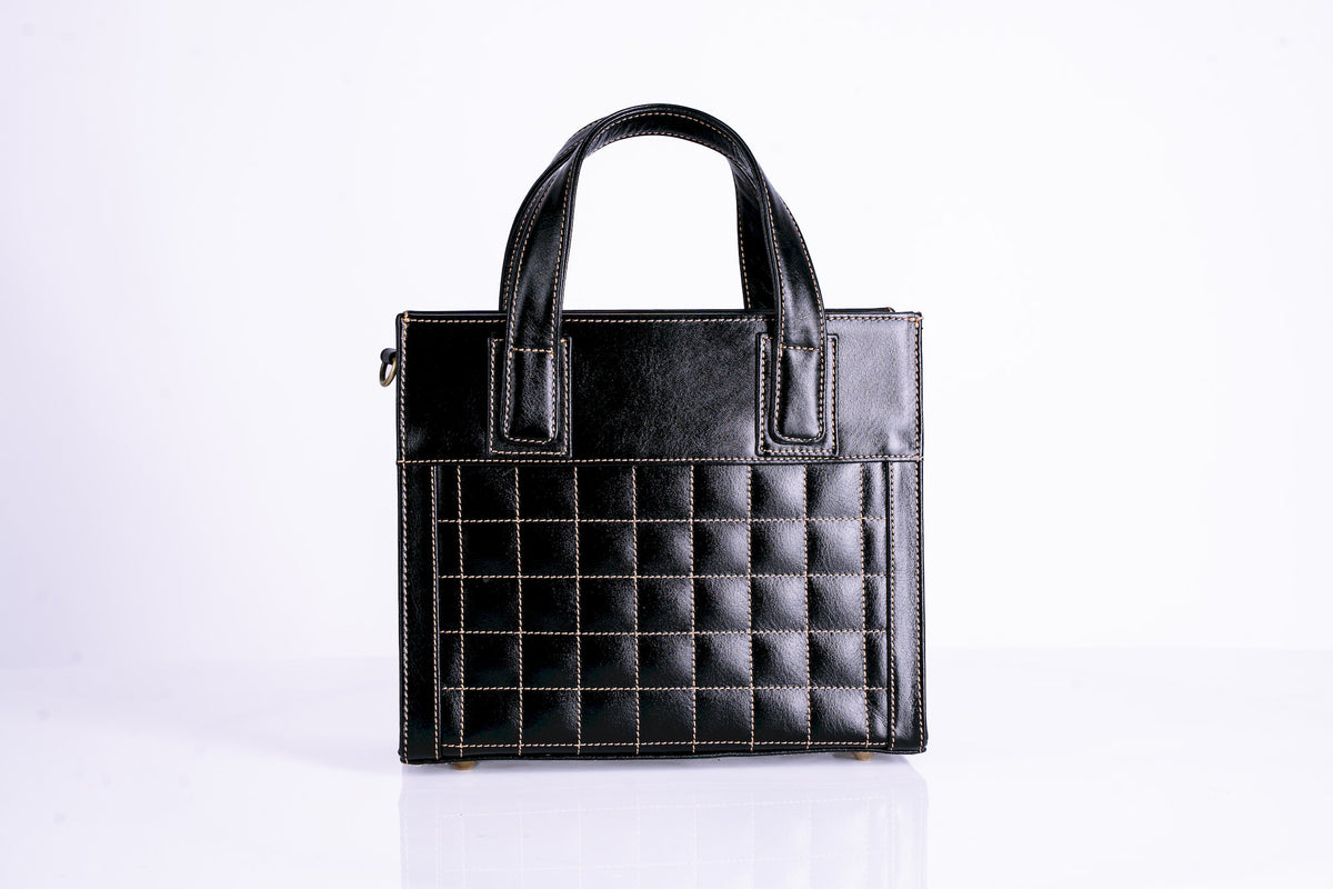 Quilted Square Structured Handbag