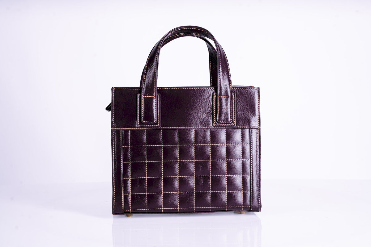 Quilted Square Structured Handbag