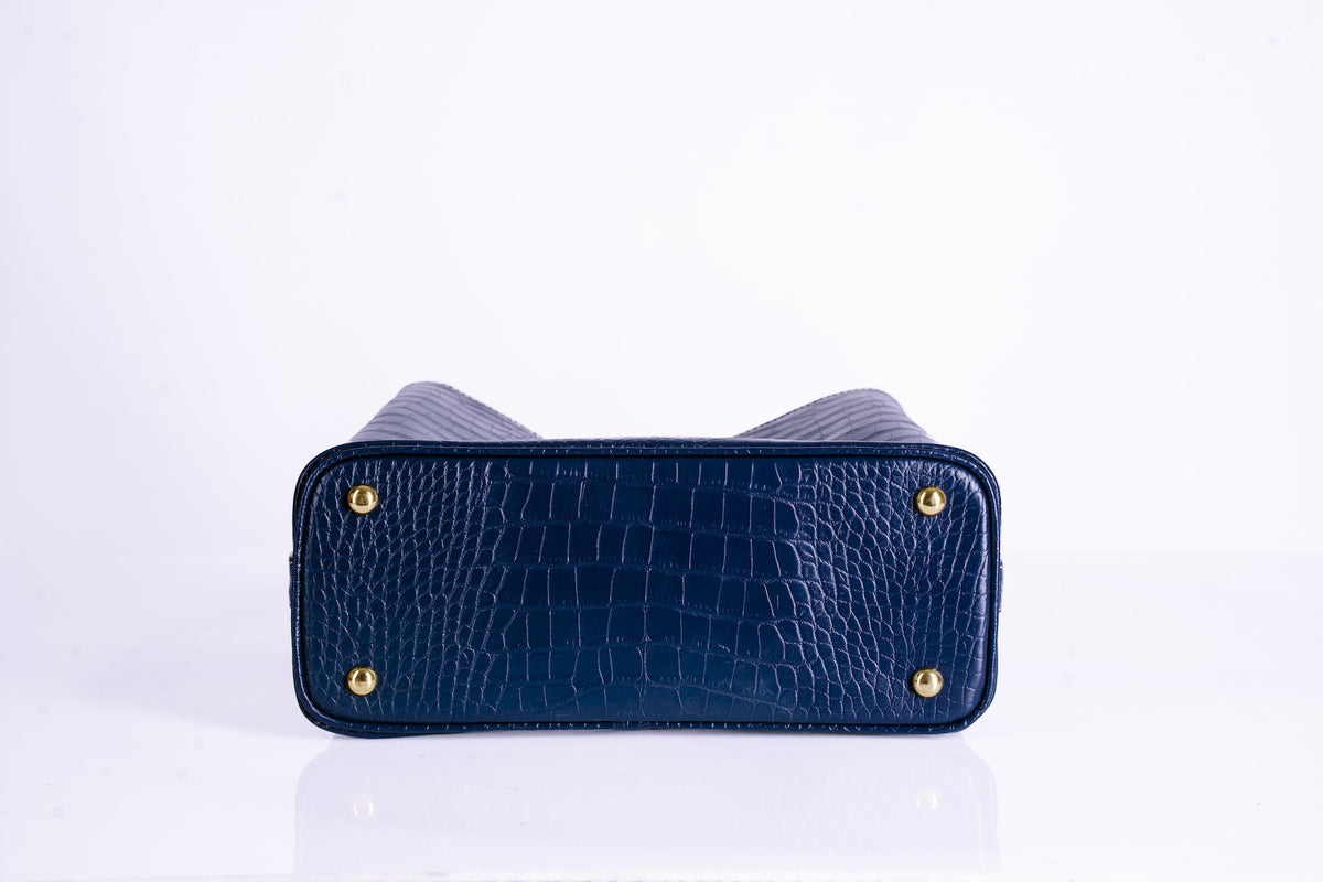 Croc-Embossed Structured Hobo Bag