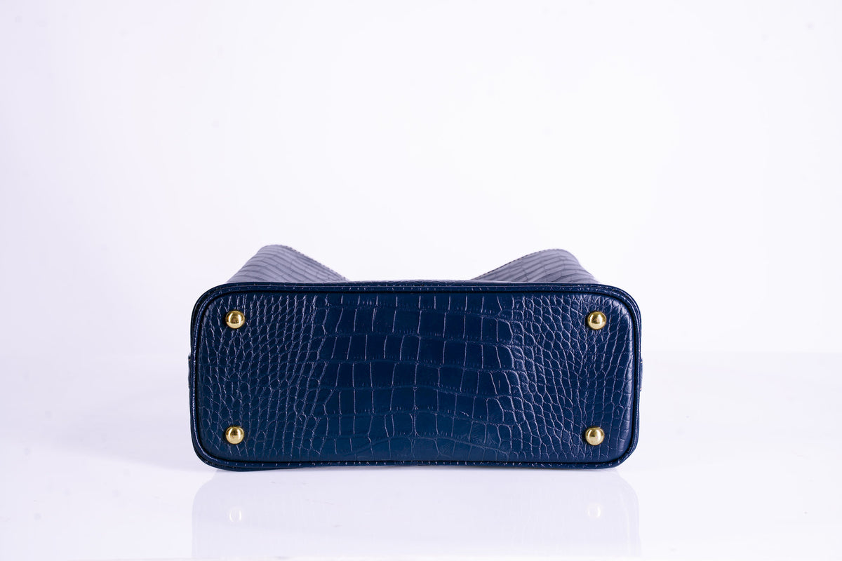 Croc-Embossed Structured Hobo Bag