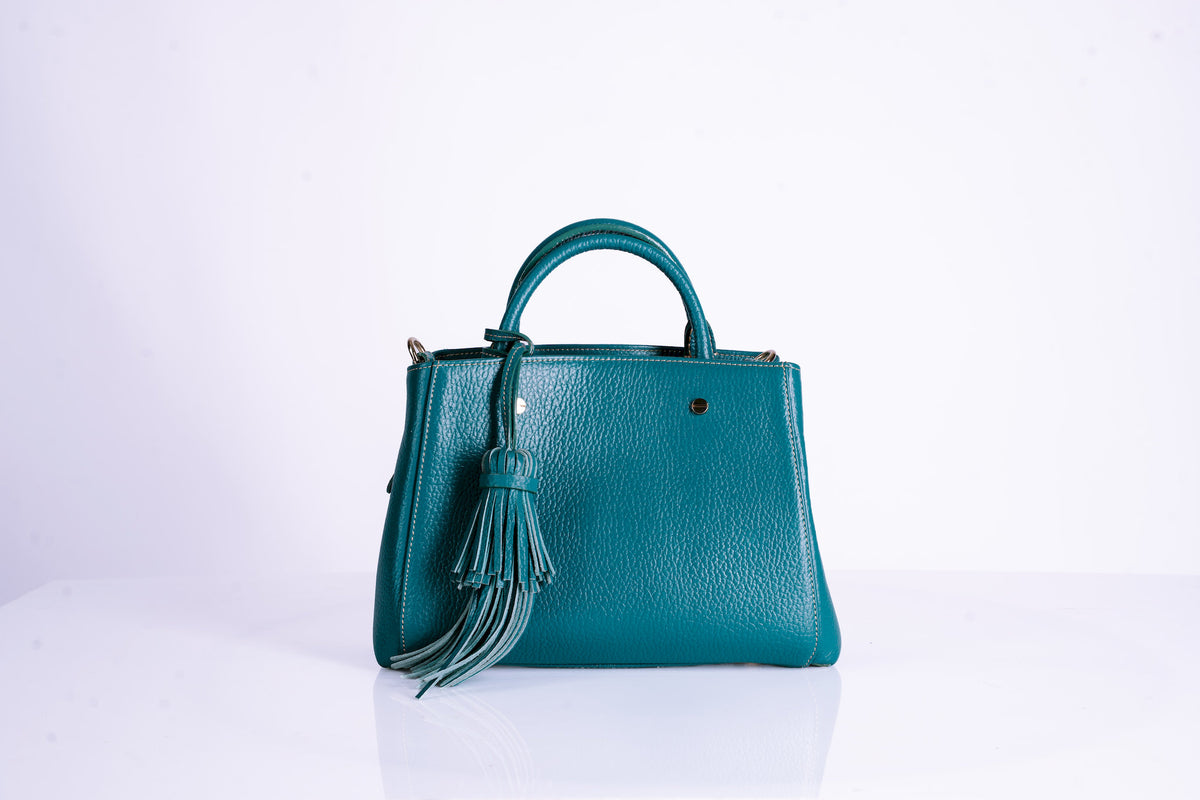 Tasseled Structured Leather Tote