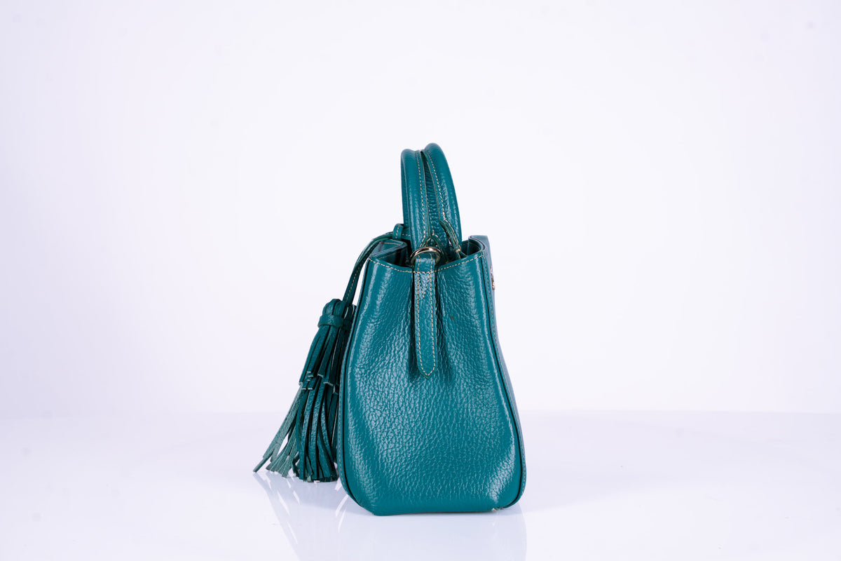 Tasseled Leather Bucket Bag