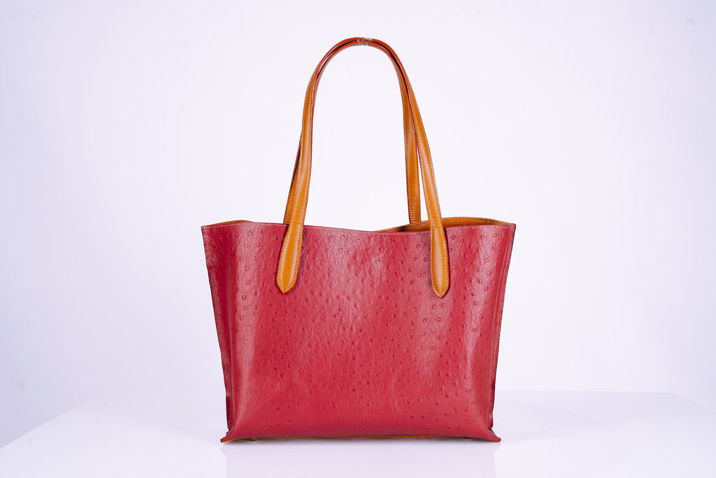 Two-Tone Leather Shopper Tote