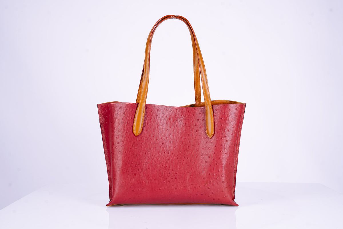 Two-Tone Leather Shopper Tote