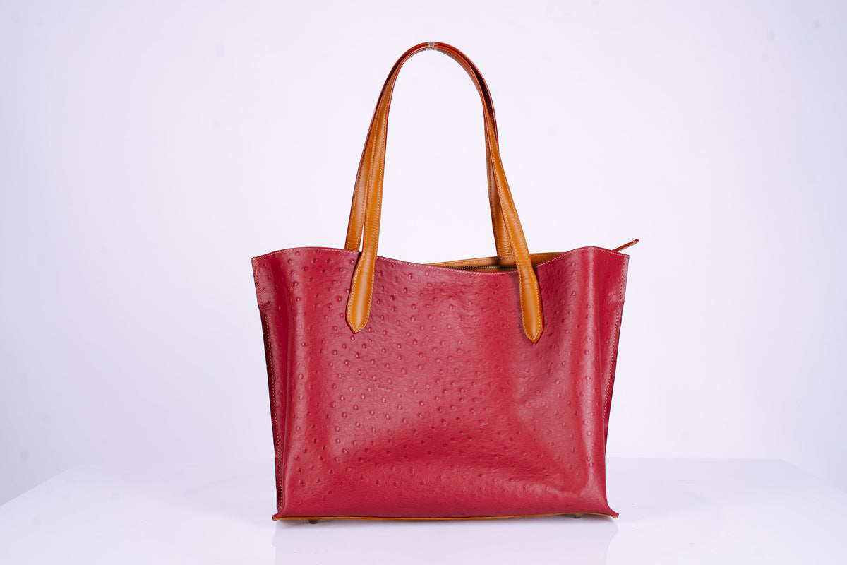 Two-Tone Leather Shopper Tote