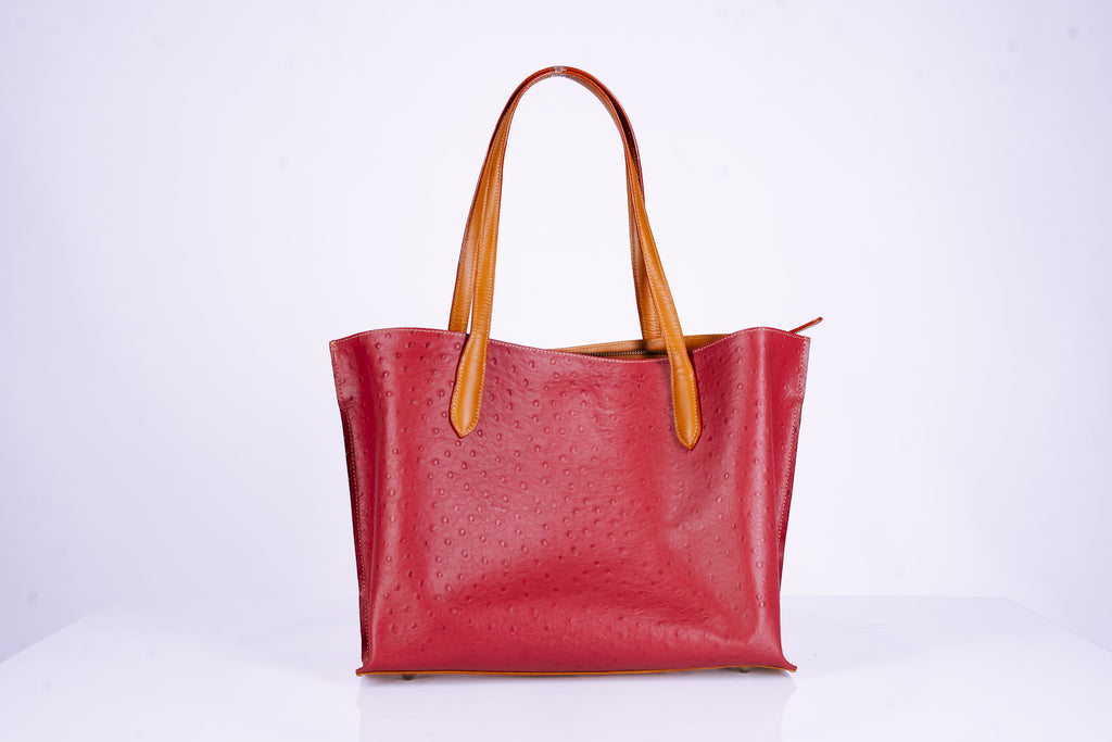Two-Tone Leather Shopper Tote