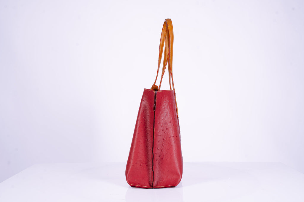 Two-Tone Leather Shopper Tote
