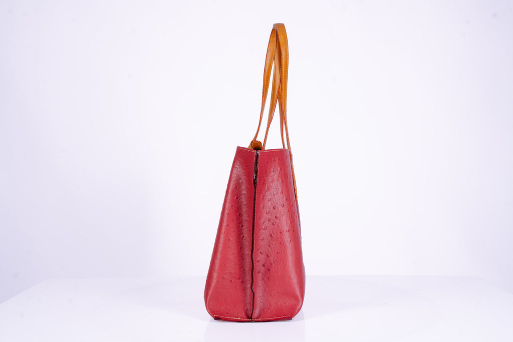 Two-Tone Leather Shopper Tote