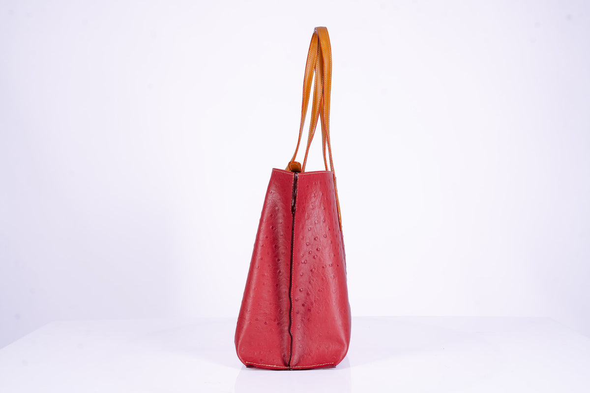 Two-Tone Leather Shopper Tote