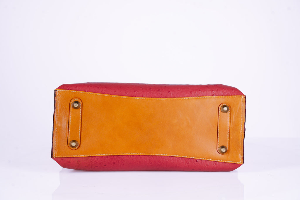 Two-Tone Leather Shopper Tote