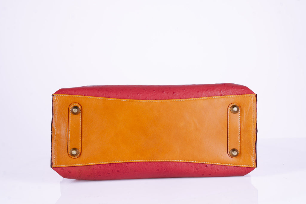 Two-Tone Leather Shopper Tote