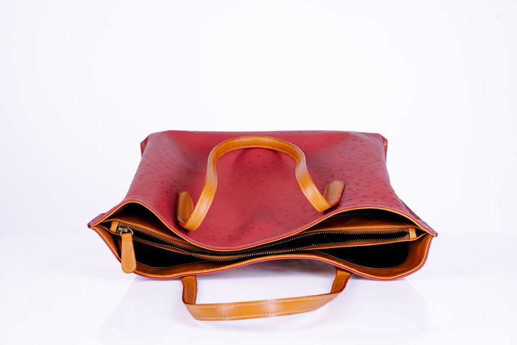 Two-Tone Leather Shopper Tote