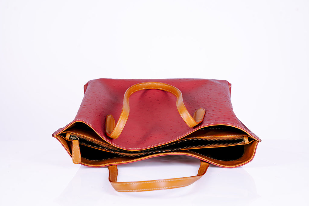 Two-Tone Leather Shopper Tote