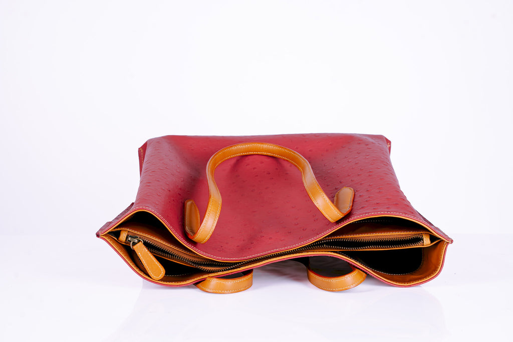 Two-Tone Leather Shopper Tote
