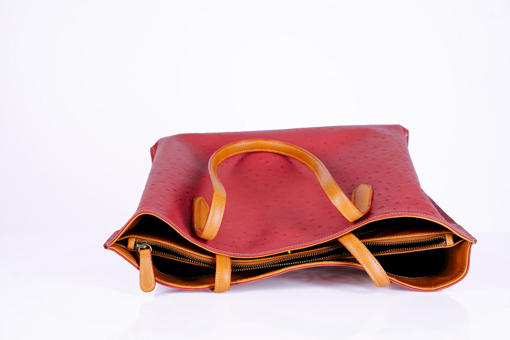 Two-Tone Leather Shopper Tote
