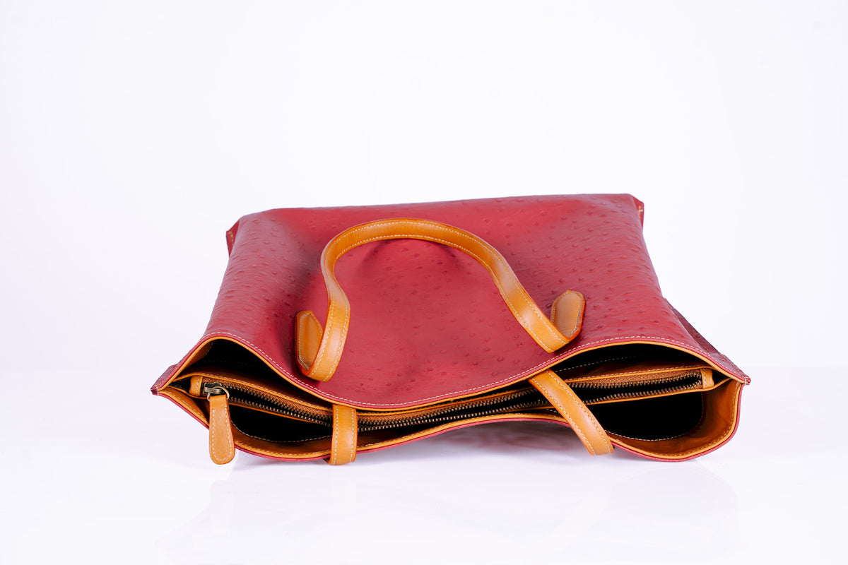 Two-Tone Leather Shopper Tote