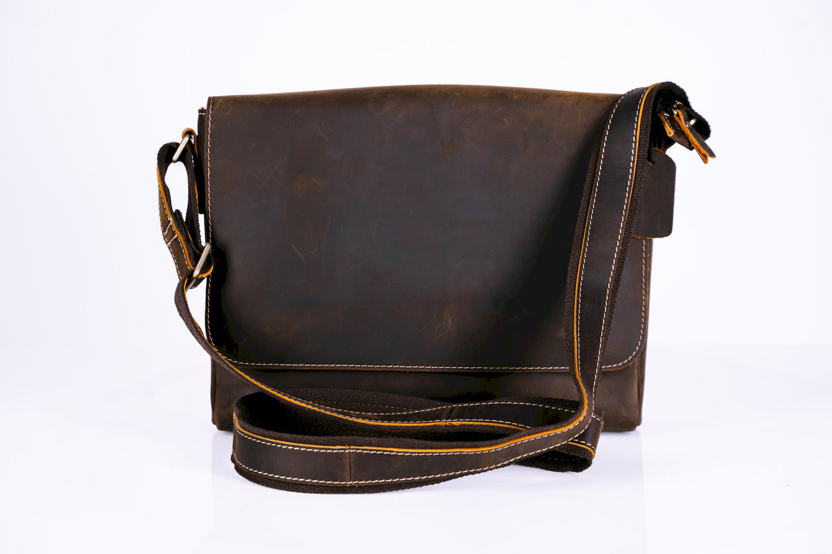Mens Brown Leather Laptop Bag