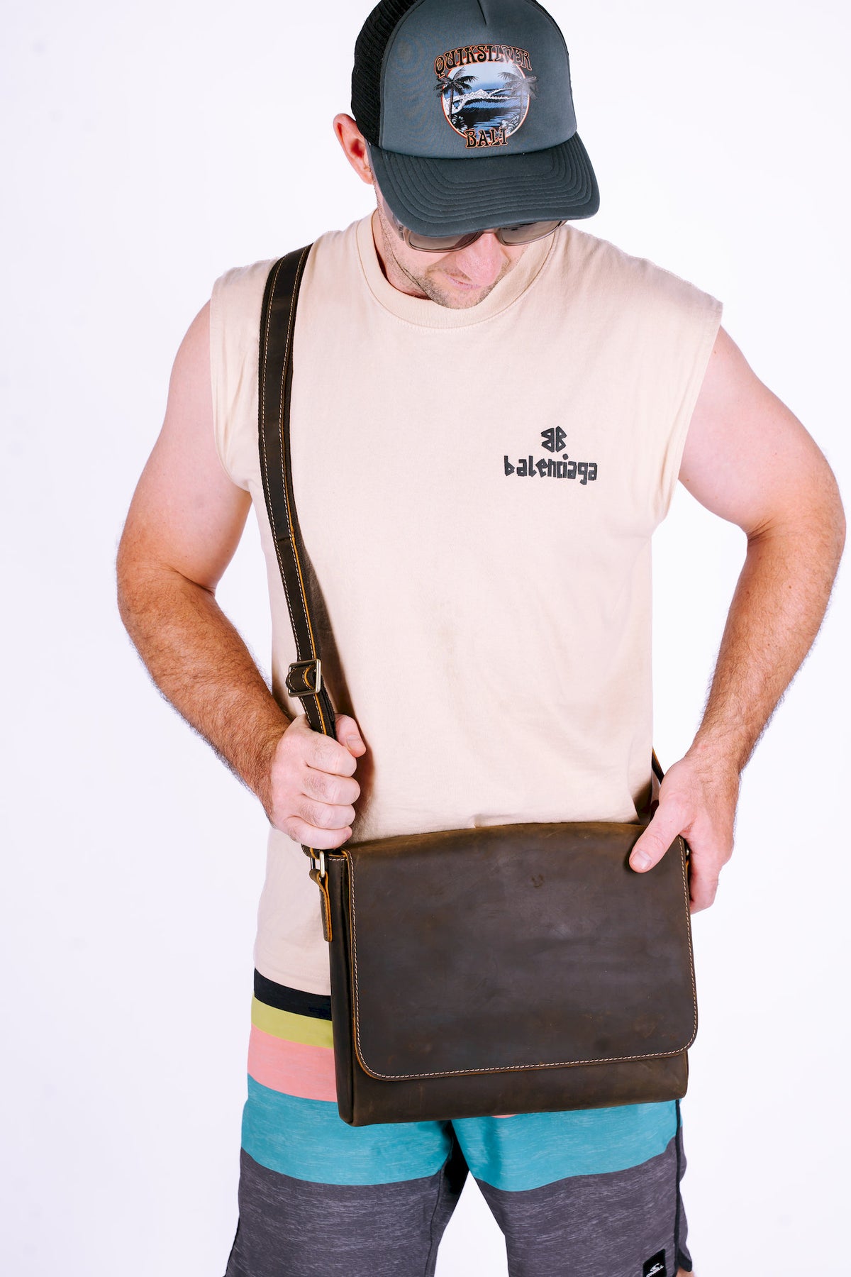 Mens Brown Leather Laptop Bag