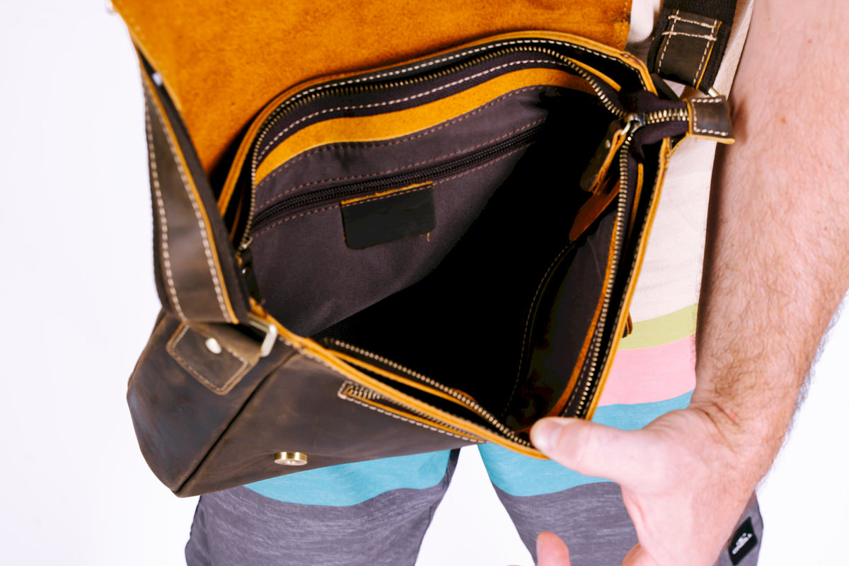 Mens Brown Leather Laptop Bag