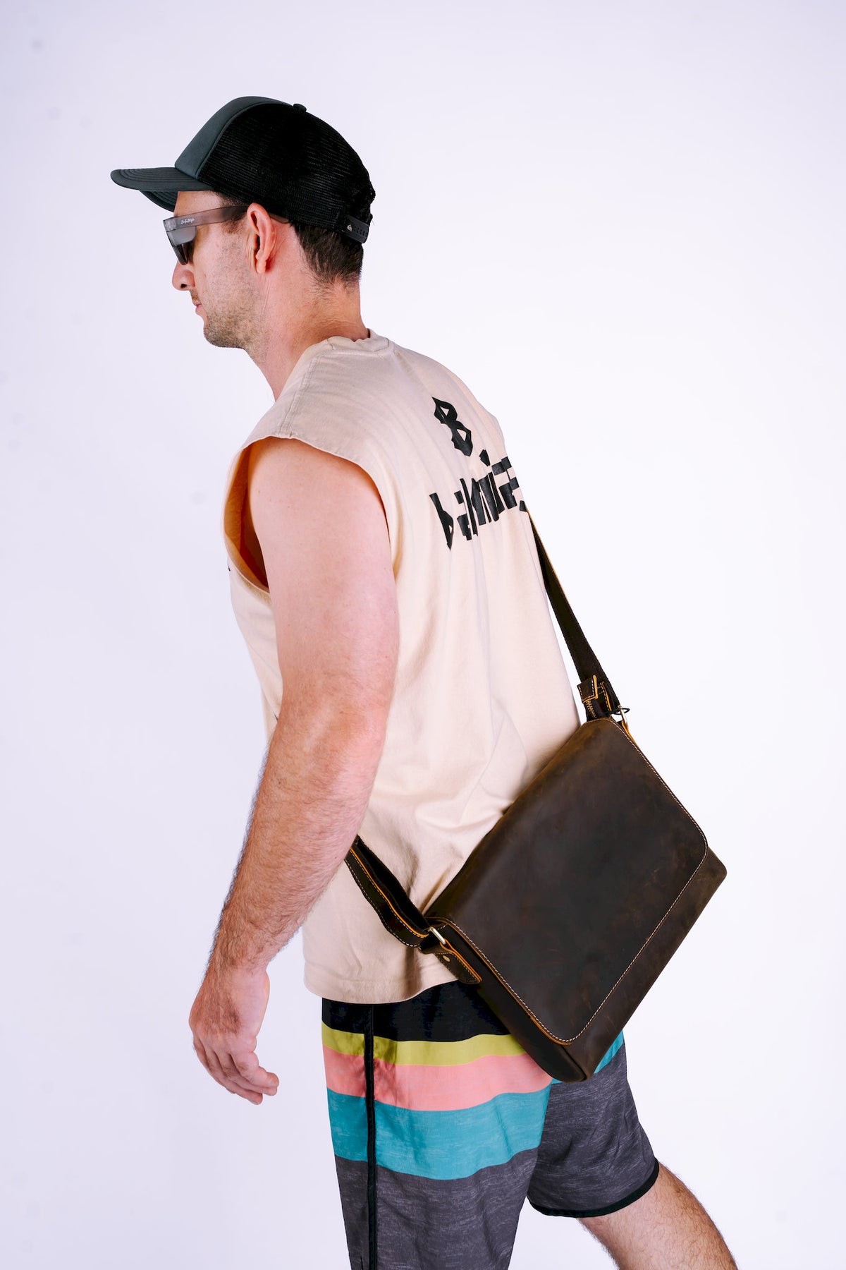 Mens Brown Leather Laptop Bag